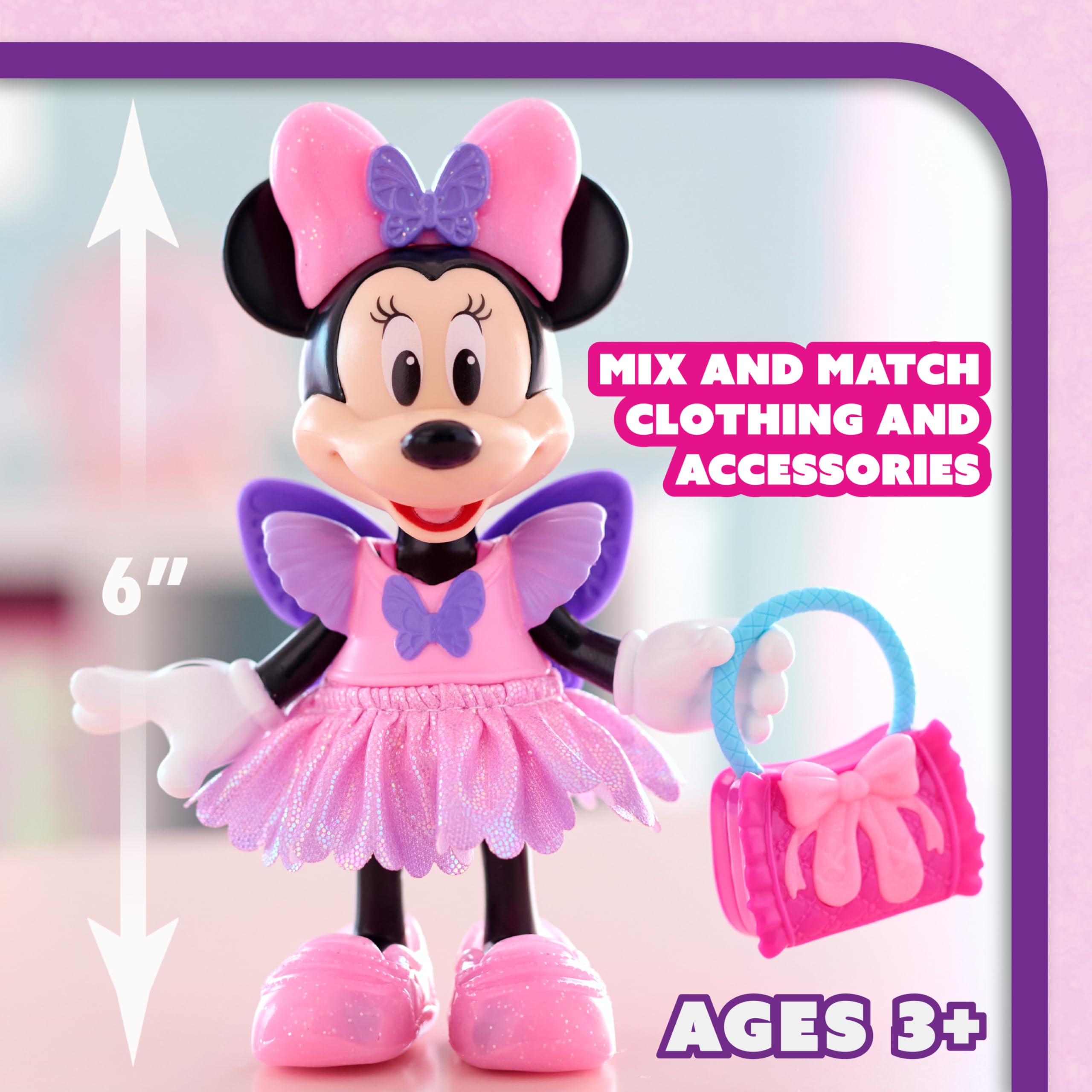 Just Play Disney Junior Minnie Mouse Fabulous Fashion Ballerina Doll, 13-piece Doll and Accessories, Officially Licensed Kids Toys for Ages 3 Up