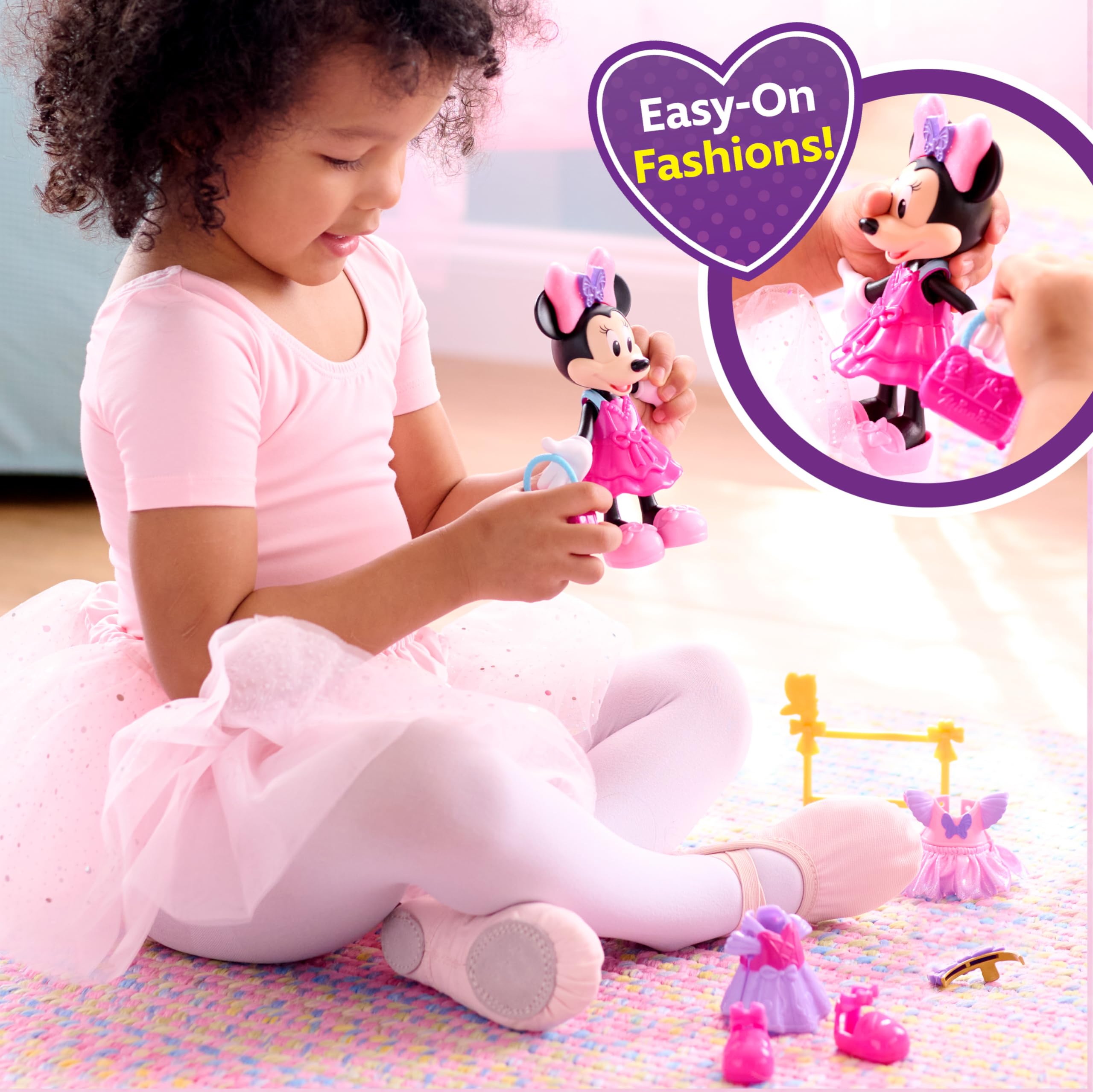 Just Play Disney Junior Minnie Mouse Fabulous Fashion Ballerina Doll, 13-piece Doll and Accessories, Officially Licensed Kids Toys for Ages 3 Up