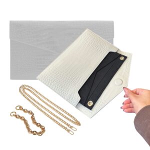 uptown clutch conversion kit with gold chain wristlet insert wallet on chain woc uptown pouch insert (black)