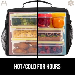 Gorilla Grip Reusable Insulated Lunch Bag, 15 Liter Large Capacity, Leakproof Soft Cooler Bags with Mesh Pockets, Lightweight Food Tote Box for Work, Camping, Picnic, School, Keep Drinks Cold, Black