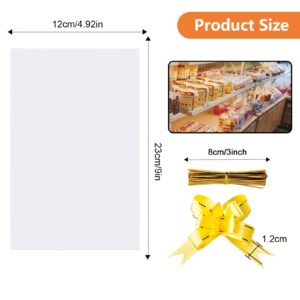 Cellophane Bags, 5 x 9 Inch Clear Treat Gift Bags 100 Pcs with Ties and Bows, Party Favor Candy Bags for Bakery, Popcorn, Cookies, Candies, Dessert