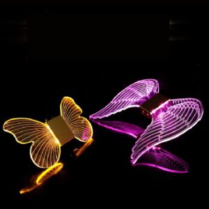 QUOXO Wings Bottle Lights LED Strobe Baton, Champagne Sparkler Light Flash Stick Service Bottle Topper Lamp for Bar Party Club (Pink)