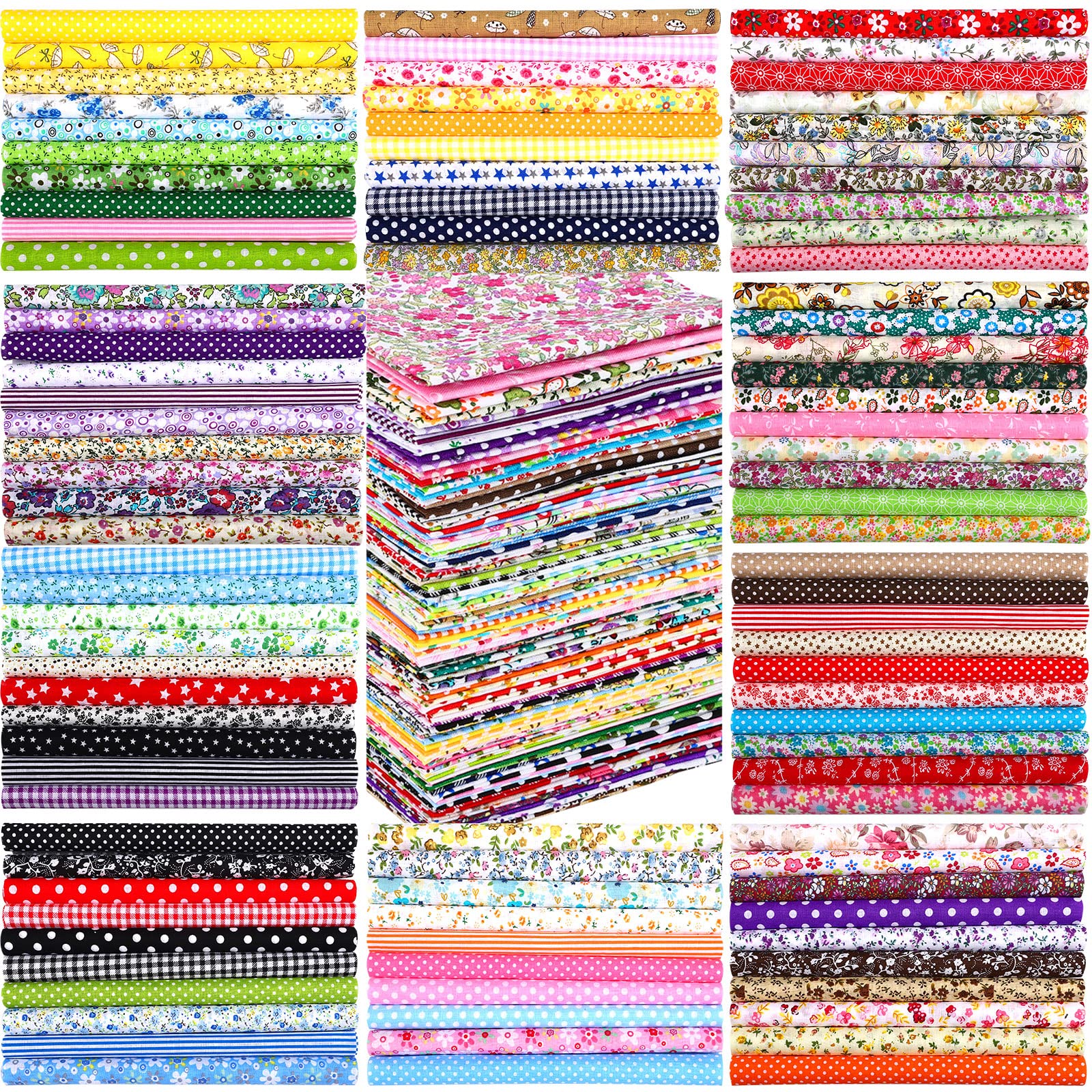 Kingdder 200 Pcs 10 x 10 Inch Cotton Fabric Squares for sewing Craft Fat Quarters Bundle Squares Patchwork Fabric for DIY Crafts Scrapbooking Cloths Handmade Accessory (Cartoon)