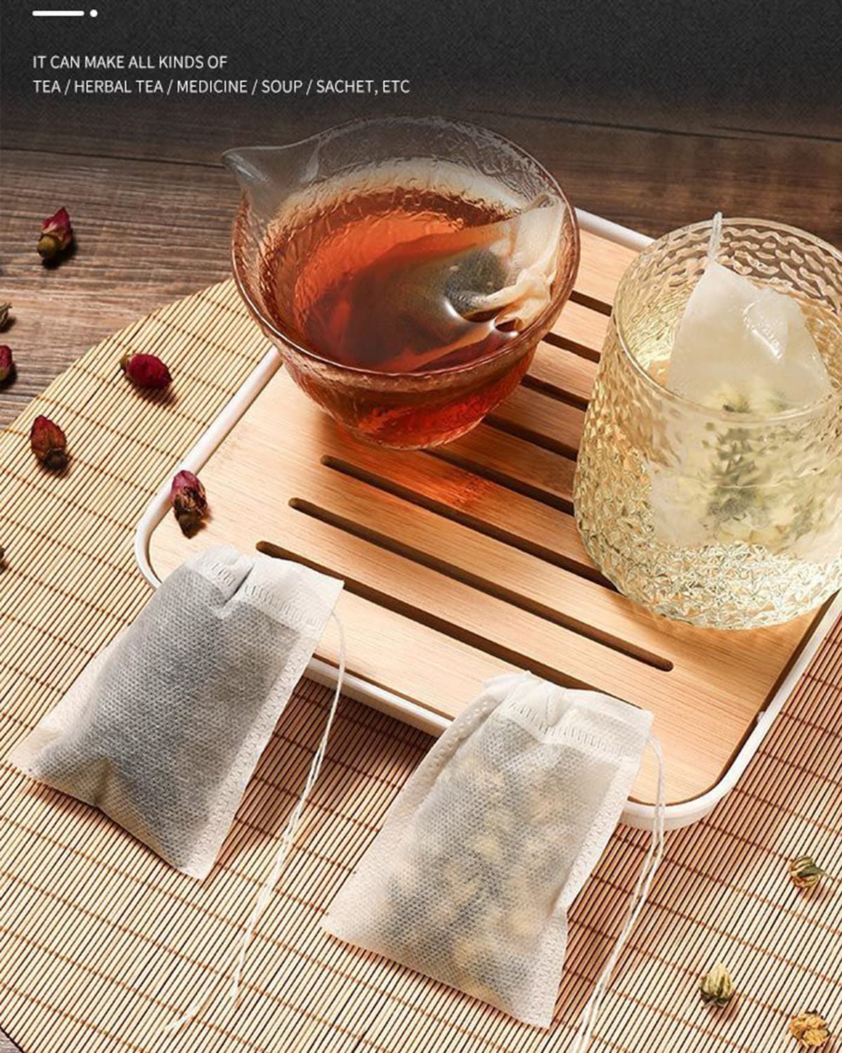 200pcs Disposable Tea Bags for Loose Leaf Tea, Tea Filter Bags with Free Tea Spoon for Loose Tea Loose Leaf Tea, Coffee, Spice, Herbs (QS53)