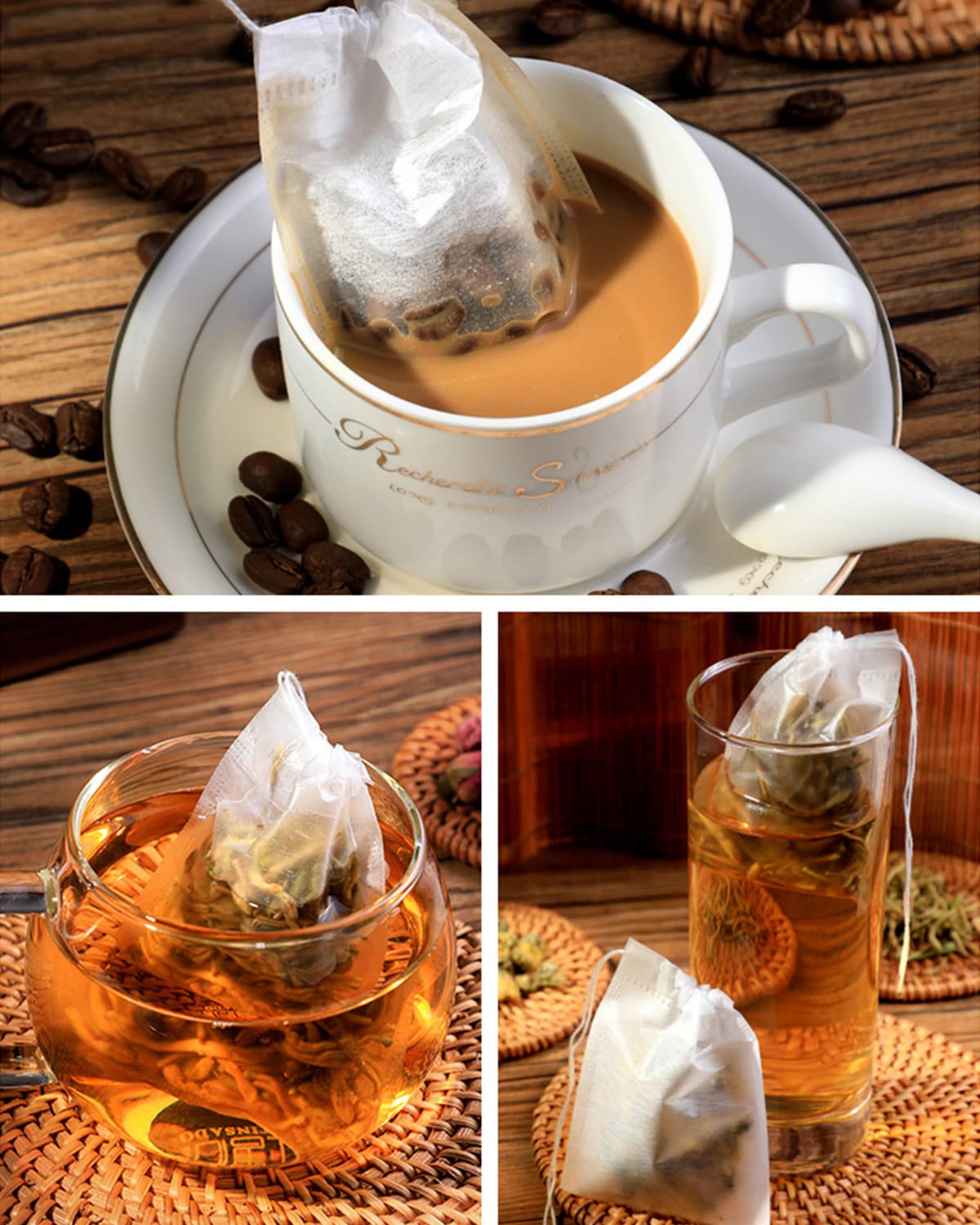 200pcs Disposable Tea Bags for Loose Leaf Tea, Tea Filter Bags with Free Tea Spoon for Loose Tea Loose Leaf Tea, Coffee, Spice, Herbs (QS53)