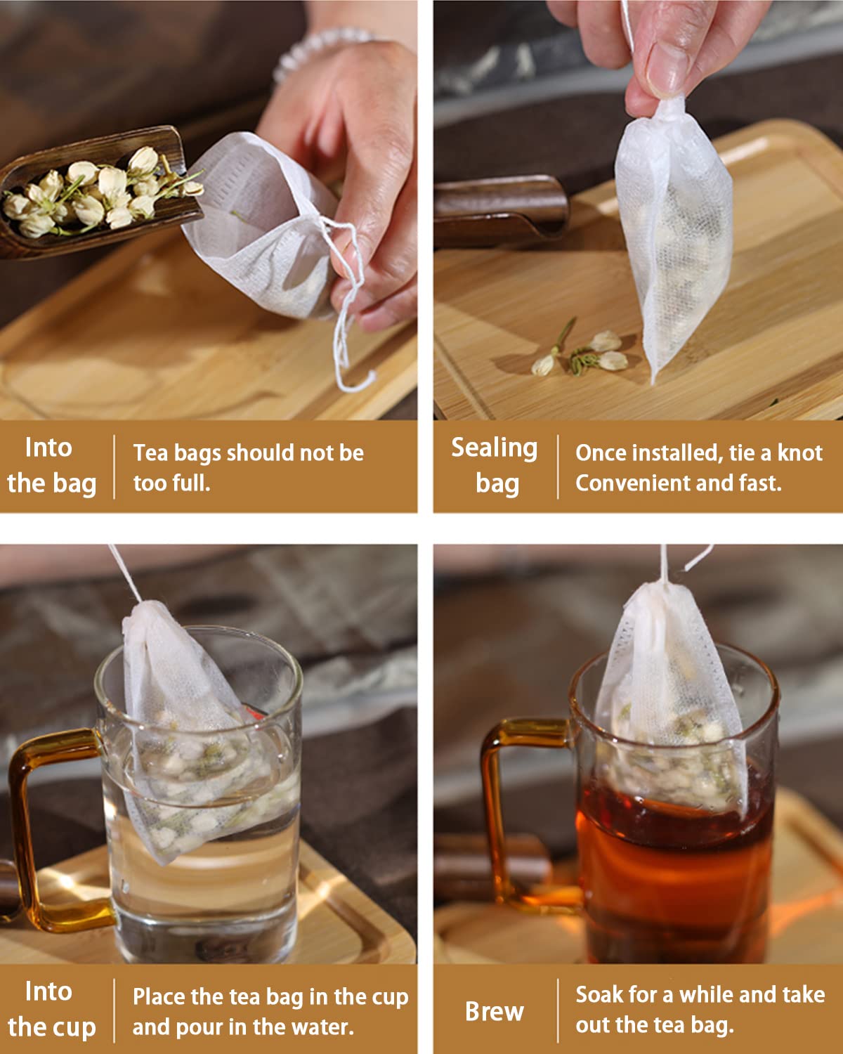 200pcs Disposable Tea Bags for Loose Leaf Tea, Tea Filter Bags with Free Tea Spoon for Loose Tea Loose Leaf Tea, Coffee, Spice, Herbs (QS53)