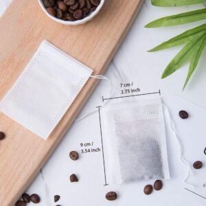 200pcs Disposable Tea Bags for Loose Leaf Tea, Tea Filter Bags with Free Tea Spoon for Loose Tea Loose Leaf Tea, Coffee, Spice, Herbs (QS53)