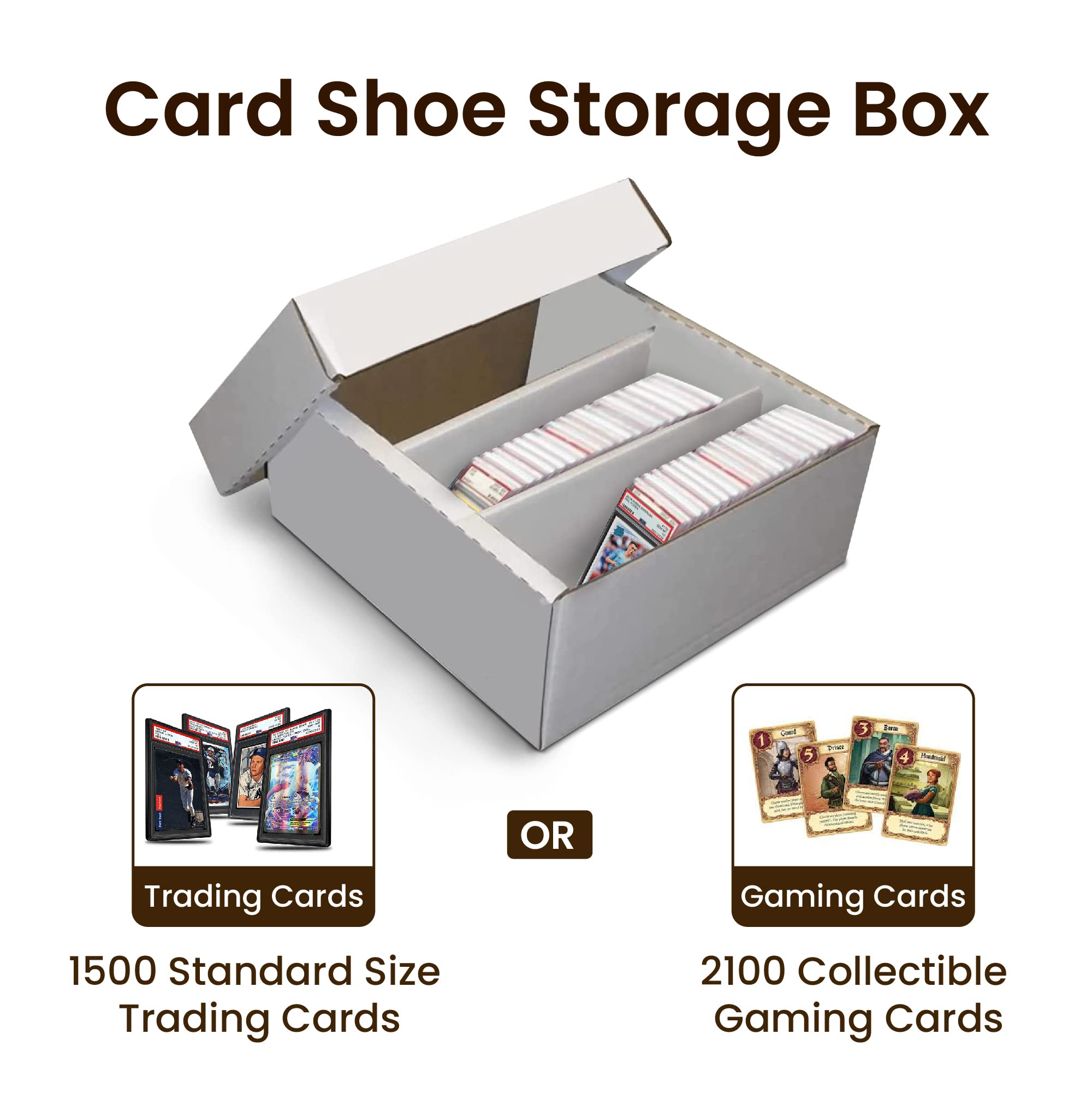 1500 Card Storage Box - Collecting Trading and Gaming Cards, Basketball, Football, Baseball, Game and Other Cards with Dividers And Cover Lid. (1-Pack)