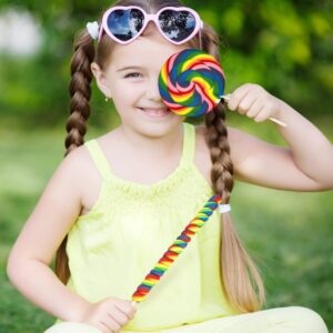 12 Jumbo Rainbow Swirl Lollipops Bundle, 6 Giant 4 Inch Swirl Suckers & 6 Twisty Pops 12 inch Height,Individually Wrapped Multi-Flavored Candy, Great for Summer At The Beach