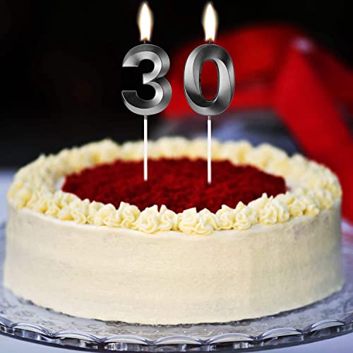 30th Birthday Candles Numbers for Cakes numerals 30 Candles Happy Thirtieth Birthday 3D Designed Wedding Anniversary Party Cake Topper Decorations (30, Black)