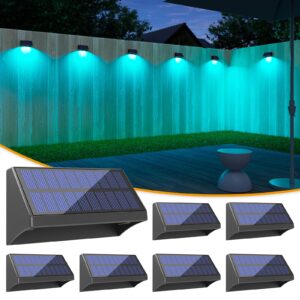 volisun solar fence post lights 6 pack, 8 colors,fence lights solar powered, solar fence light outdoor waterproof, led fence post solar light for backyard fence,outdoor solar light for fence