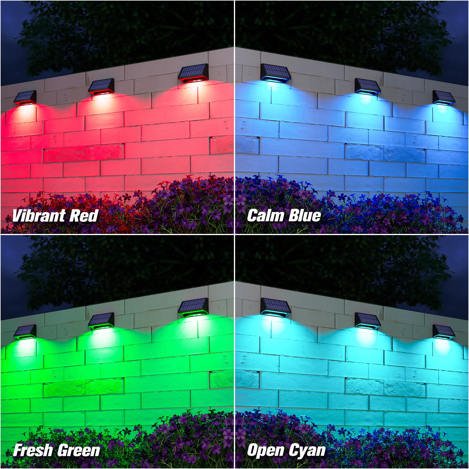 VOLISUN Solar Fence Post Lights 6 Pack, 8 Colors,Fence Lights Solar Powered, Solar Fence Light Outdoor Waterproof, LED Fence Post Solar Light for Backyard Fence,Outdoor Solar Light for Fence