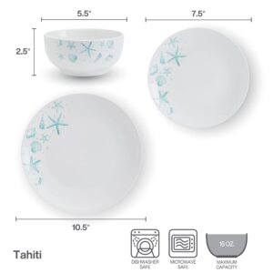 Studio Nova Tahiti Coastal 12 Piece Dinnerware Set, Service for 4, Multicolored