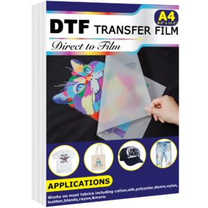 DTF Transfer Film(8.3" x 11.7")50 Sheets PET Direct to Film Heat Transfer Paper for All DTF&DTG Printer,Matte DTF Film for Sublimation Black White Light Dark Fabric T-Shirt