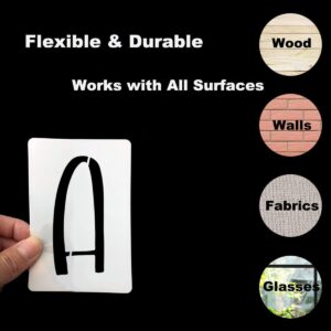 5 Inch Alphabet Letter Stencils for Painting - 42 Pack Letter and Number Stencil Templates with Signs for Painting on Wood, Reusable Letters and Numbers Stencils for Chalkboard Wood Signs & Wall Art