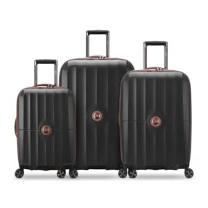 delsey paris st. tropez hardside expandable luggage with spinner wheels, black, 3-piece set (21/24/28)