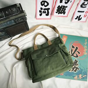 Canvas Crossbody Tote Shoulder Purse Bag for Women and Men with Multi-pocket for Shopping, Travel and Work(Green/620)