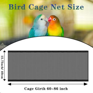 LWFCOEE Bird Cage Seed Catcher, Large Bird Cage Skirt Guard, Adjustable Soft Nylon Mesh Bird Cage Netting for Round Square Bird Cages Circumference 60-86"