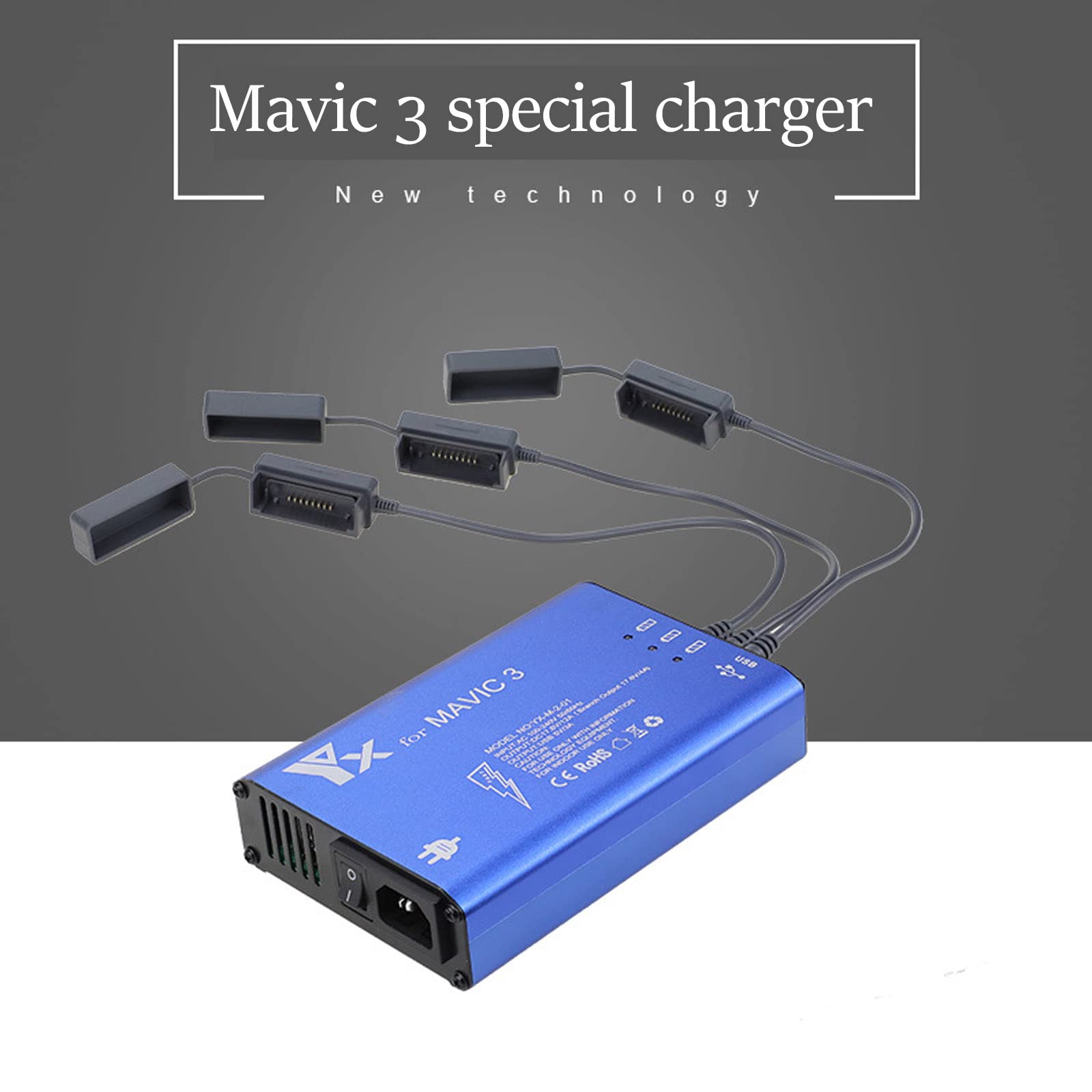 AIROKA mavic 3 5-in-1 Battery Charger for DJI Mavic 3 Pro/Mavic 3 Classic/Mavic 3 Drone Battery,Rapid Multi Parallel Fast Charging Hub Accessories