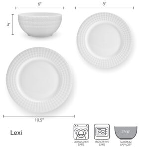 Pfaltzgraff Lexi 12 Piece Dinnerware Set, Service for 4 White