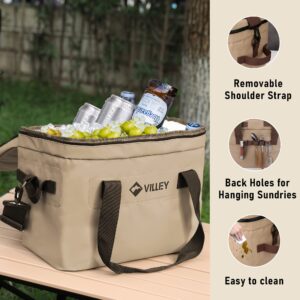 VILLEY 20L Insulated Cooler Bag with Padded Top Handle, Removable Shoulder Strap, and Sufficient Capacity for 30 Cans of 12 oz Drinks