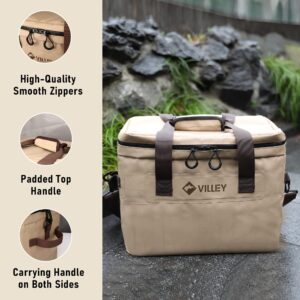 VILLEY 20L Insulated Cooler Bag with Padded Top Handle, Removable Shoulder Strap, and Sufficient Capacity for 30 Cans of 12 oz Drinks