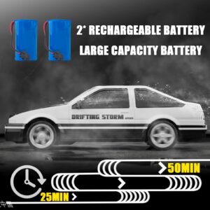 Remote Control Car RC Drift Car 1:16 Scale 4WD RC Car with LED Lights 2.4GHz 30km/h Hard Shell RTR High Speed Drift Racing Sport Toy Car for Adults Boys Girls Kids Gift 2Pcs Rechargeable Batteries