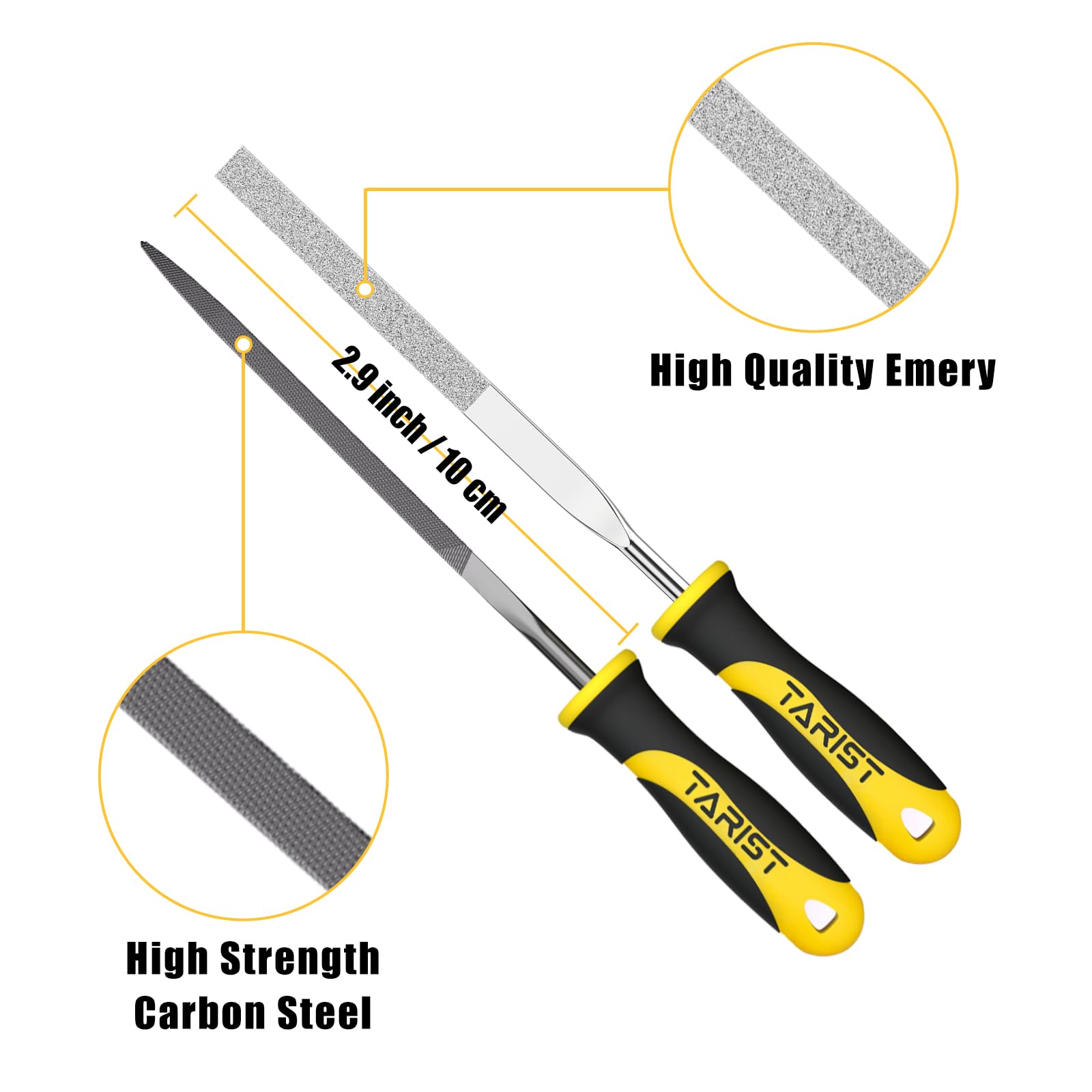 TARIST 12PCS Needle File Set with Tool Bag, Small File Set includes 6pcs Jewlers Files & 6 Steel Files for Metal, Jewlers, Wood, Leather and Plastic
