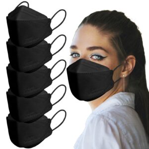 MGEIIRD KN95 Face Masks for Adults 50 Pcs, Individually Wrapped, 5-Ply Black Disposable Face Mask Against PM 2.5 Smoke & Dust, Filtration Efficiency 95%