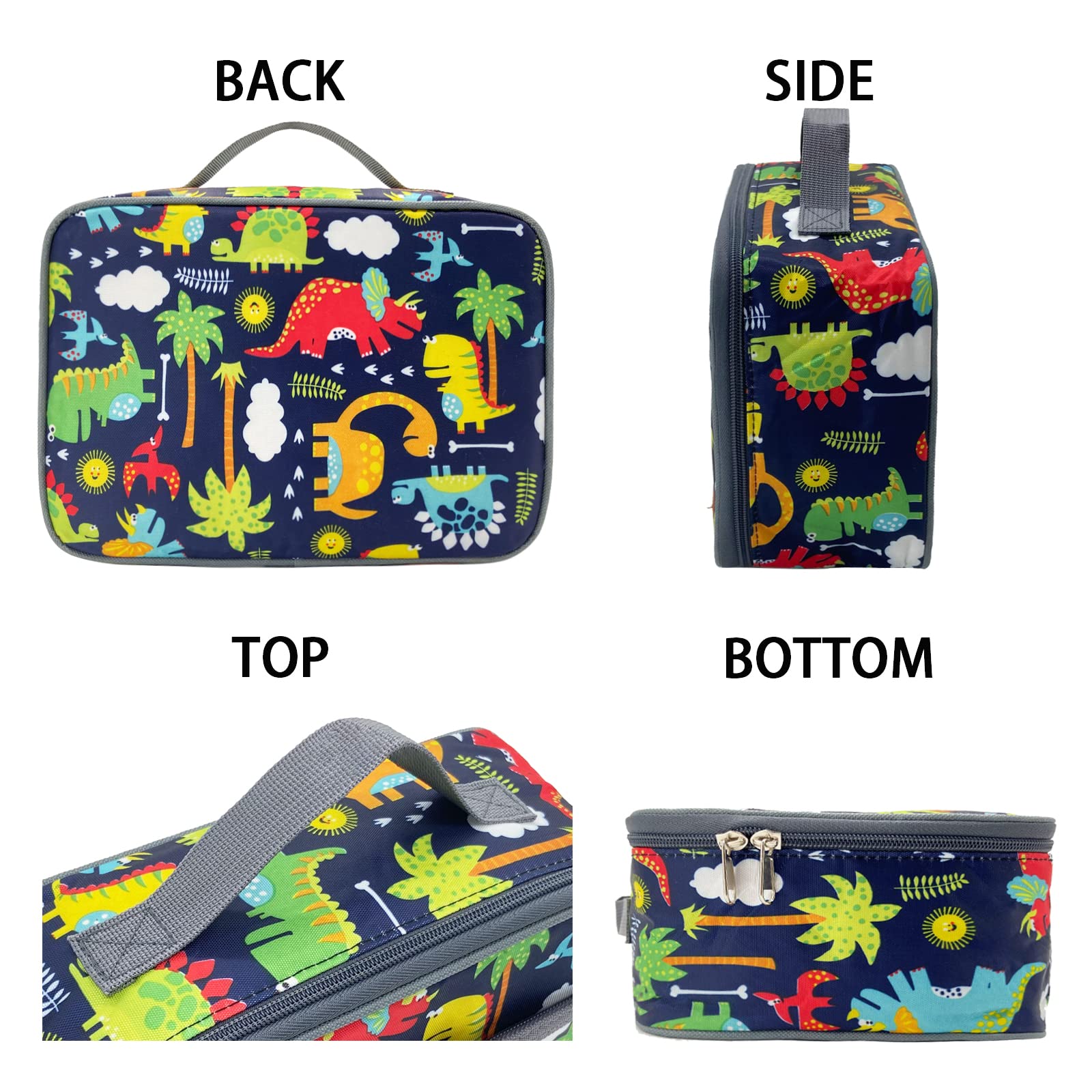 Kulle Lunch Box for Boys,Insulated Lunch Bags for Women/Men,Washable Lunch Box for Men and Reusable Lunch Boxes for School, Work, Picnic or Travel,Astronaut Shark Camo Space(Dinosaur)