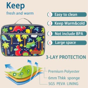 Kulle Lunch Box for Boys,Insulated Lunch Bags for Women/Men,Washable Lunch Box for Men and Reusable Lunch Boxes for School, Work, Picnic or Travel,Astronaut Shark Camo Space(Dinosaur)