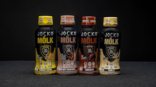 Jocko Mölk Protein Shakes – Naturally Flavored Protein Drinks, KETO Friendly, No Added Sugar, 30g Grass Fed Protein - Ready to Drink, 12 FL Oz, 12pk, Liquid (Vanilla)