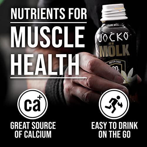 Jocko Mölk Protein Shakes – Naturally Flavored Protein Drinks, KETO Friendly, No Added Sugar, 30g Grass Fed Protein - Ready to Drink, 12 FL Oz, 12pk, Liquid (Vanilla)