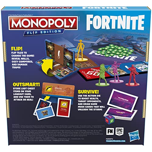 Hasbro Gaming Monopoly Flip Edition: Fortnite Board Game for Ages 13 Game Inspired by Fortnite Video Game, Board Games for Teens and Adults, 2-4 Players