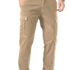 Plaid&Plain Men's Casual Cargo Joggers Sweatpants Chino Tapered Stretch Hiking Twill Pants with Pockets C803 DPK 34