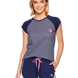 U.S. Polo Assn. Summer Pajamas for Women Plus Size - Logo PJ Set for Women with Tee and Shorts - Lounge Sets (Navy, 3X)