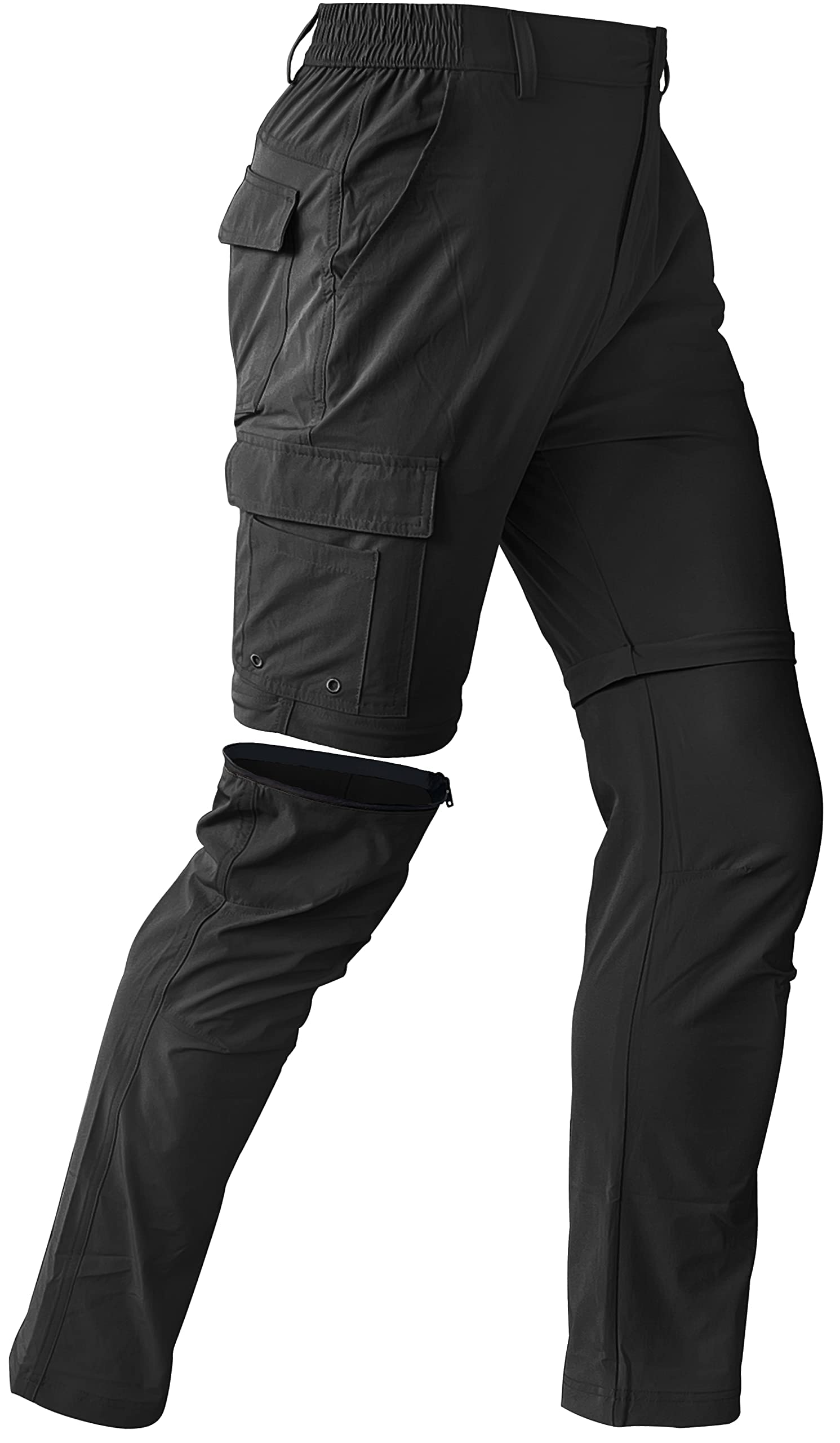 Mens Hiking Convertible Pants Waterproof Lightweight Quick Dry Zip Off Fishing Travel Safari Outdoor Cargo Work Trekking trousers Black 36