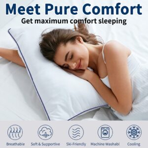 Opposy Bed Pillows for Sleeping-2 Pack Queen Size Set of 2 Cooling Pillow for Side Back and Stomach Sleepers, Down Alternative Filling Luxury Soft Quality with Premium Plush (White)