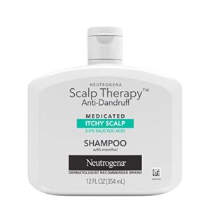 neutrogena scalp therapy anti-dandruff shampoo for itchy scalp, 2.5% salicylic acid with peppermint fragrance, 12 fl oz