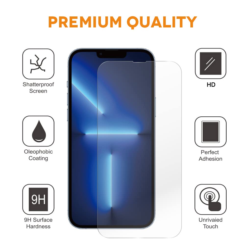 Xréel 3 Pack Tempered Glass Screen Protector and Camera Lens Protector for [iPhone 13 Pro Max], [Military Grade] 9H Hardness, Scratch Resistance, Bubble Free and Easy to Install (Installation Aid Tool Included)