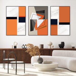 Wall Art, Framed Wall Art,Modern Abstract Canvas Wall Art 3 Piece Set Of Painted Prints, Boho Style For Living Room Bathroom Kitchen Office Wall Decor,Canvas Artwork (white, 16" X 24" X 3 pieces)