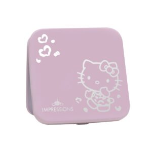 Impressions Vanity Hello Kitty Supercute Compact Mirror with Touch Sensor Switch for Adjustable Brightness, Lighted Makeup Mirror with LED Lights and 2X Magnifying Mirror Top (Pink)