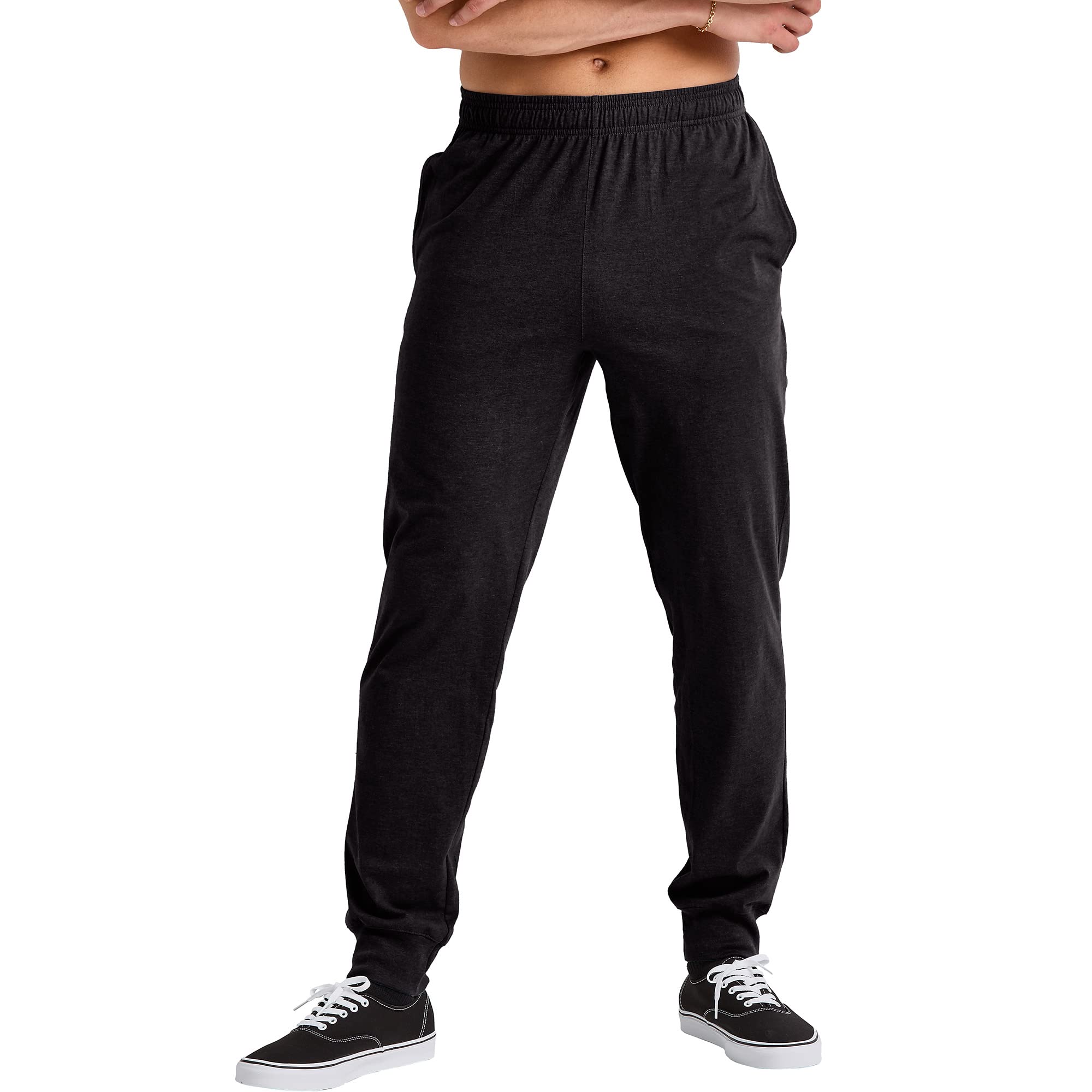 Hanes Originals Men's Joggers with Pockets, Tri-Blend Jersey, Black, Small