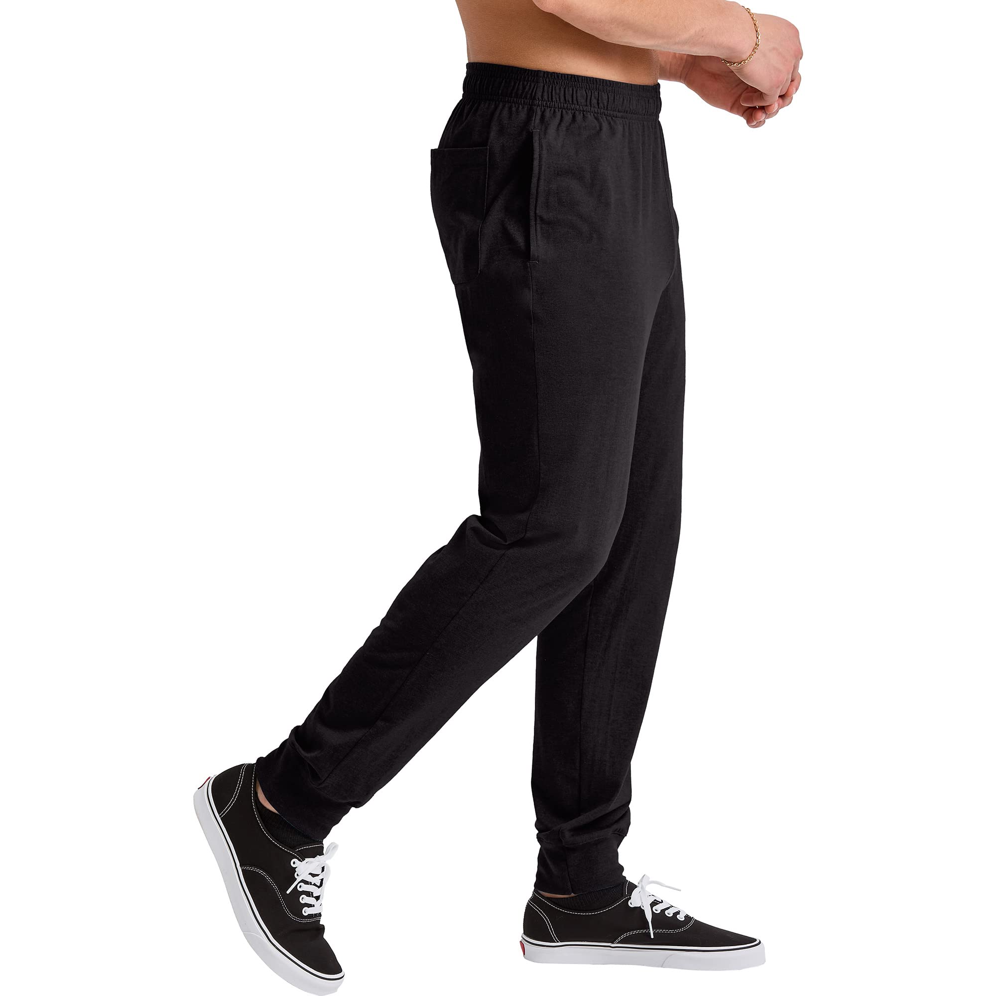 Hanes Originals Men's Joggers with Pockets, Tri-Blend Jersey, Black, Small