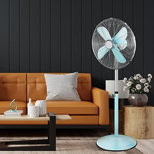 InfiniPower 16 Inch High Velocity Stand Fan, Adjustable Heights, 75°Oscillating, Quality Made Fan with 3 Settings Speeds, Heavy Duty Metal for Industrial, Commercial, Residential, Color: Green