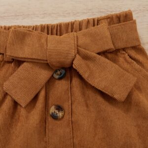 fhutpw Baby Toddler Girl Outfits Fall Winter Clothes Turtleneck Knitted Cotton Long Sleeves Tops & Button Mini Skirts Set