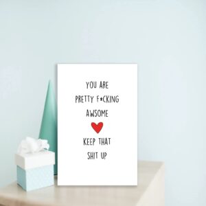 Funny Thank You Card for Best Friend, Humorous Motivational Card for Him Her, Encourage Birthday Card GIft for Colleague,Boyfriend,Girlfriend, You Are Pretty Awesome Card