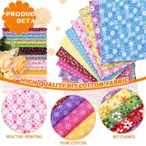 100 Pcs 10 x 10 Inches Cotton Fabric Square No Repeat Patchwork Fabrics Cotton Printed Floral Craft Fabric Patchwork Bundles Flower Quilting Fabric Craft for DIY Sewing Cloths Handmade Accessories