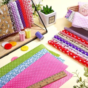 100 Pcs 10 x 10 Inches Cotton Fabric Square No Repeat Patchwork Fabrics Cotton Printed Floral Craft Fabric Patchwork Bundles Flower Quilting Fabric Craft for DIY Sewing Cloths Handmade Accessories