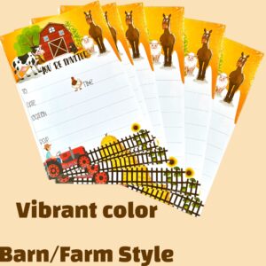 QualityVibe Farm Invitations With Envelopes. Set Of 25 Barnyard Invites with Envelopes For Barn Farm Events Includes Birthdays & Baby Showers. With Farmhouse animals & Tractor Graphics.